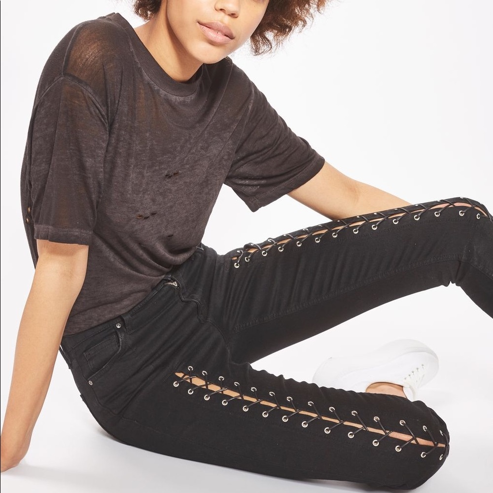 Topshop Jamie Moto Lace-Up Jeans